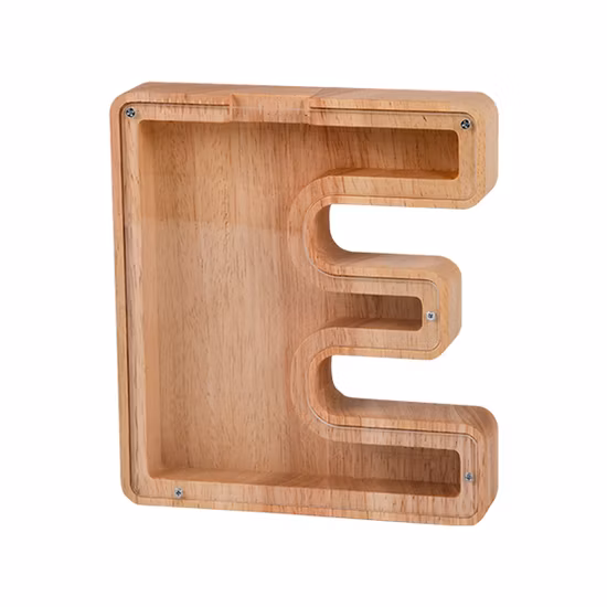Nouveau Tirelire Alphabet en bois créatif tirelire en bois en verre Transparent
